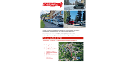 Reisemobilstellplatz - Art des Stellplatz: bei Bergbahn - BikerCamping Flumserberg
