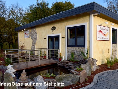 Reisemobilstellplatz - Deutschland - WellnessOase auf dem Stellplatz gelegen, wo sich auch die Anmeldung für den Reisemobilstellplatz befindet. Hochwertiger Privat-Sauna-Spa-Bereich. Salzgrotte und Massagen! - Wohnmobilpark Xanten